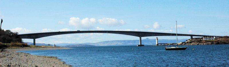 The spectacular Skye Bridge as seen from Kyleakin.